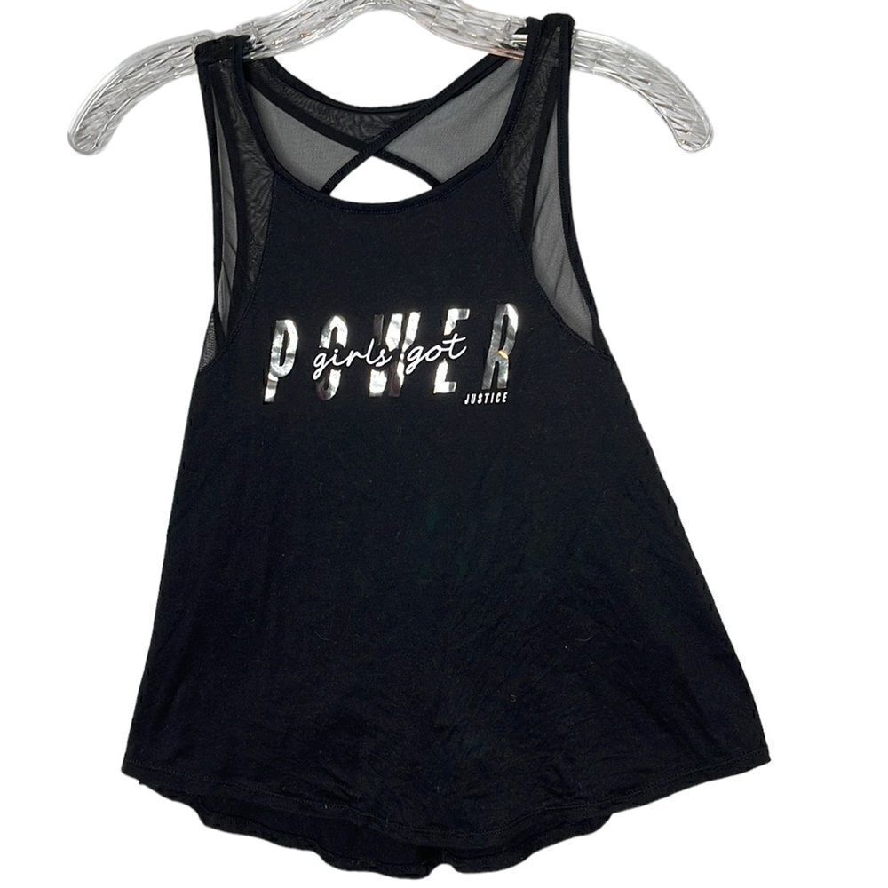 Justice Black Mesh Tank Top. Size 14/16.